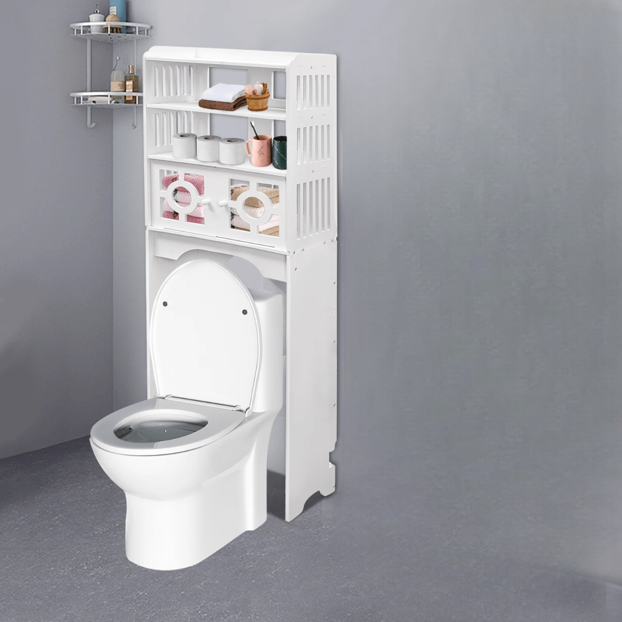 Armoire De Toilette - HouseholdToiletCabinet™ - Double Porte Bas - mon rayon de rangement