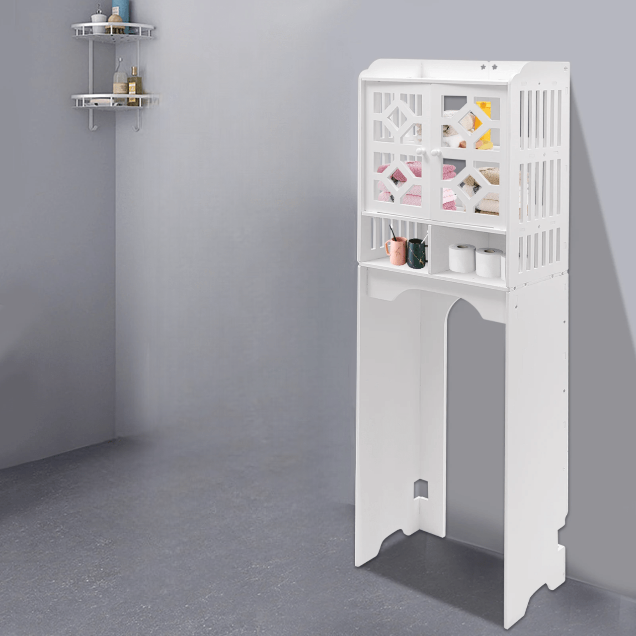 Armoire De Toilette - HouseholdToiletCabinet™ - Double Porte Haut - mon rayon de rangement