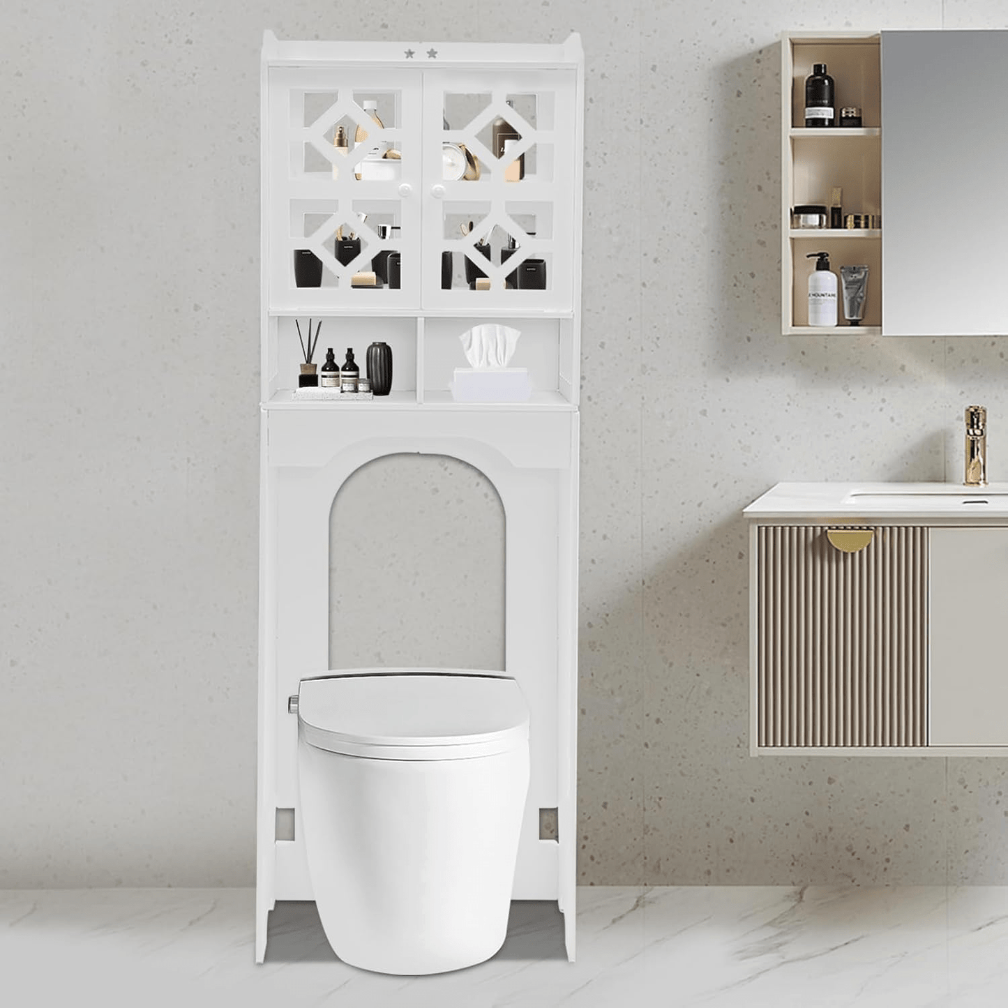 Armoire De Toilette - HouseholdToiletCabinet™ - Double Porte Haut - mon rayon de rangement