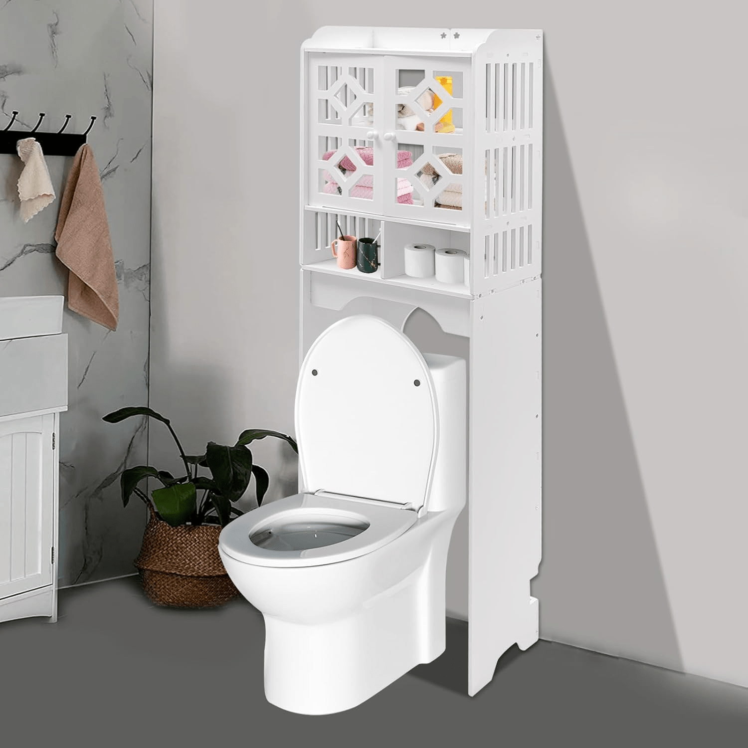 Armoire De Toilette - HouseholdToiletCabinet™ - Double Porte Haut - mon rayon de rangement
