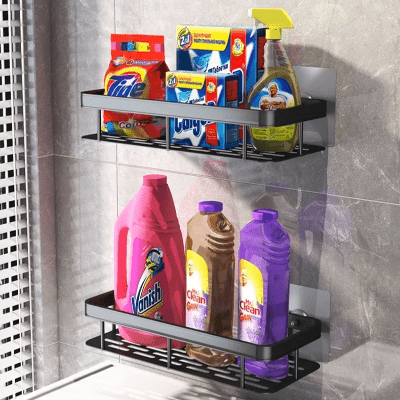 Étagère de Douche - ShelfBathroomOrganizer ™ - Rectangle Noir - Mon Rayon de Rangement